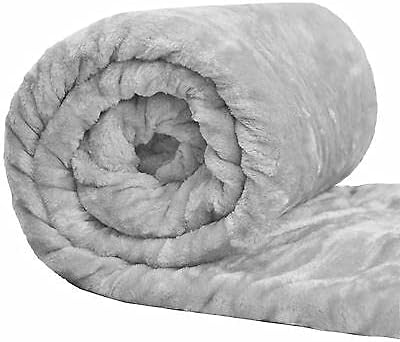 Sleep&Snuggle Soft Luxury Faux Fake Fur Mink Throw Sofa Bed Blanket - Single (125cm x 150cm) - Silver