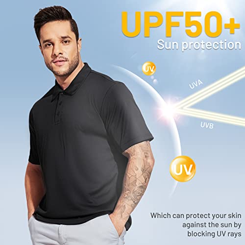 MIER Men's Quick Dry Polo Shirts Polyester Casual Collared Shirts Short Sleeve, Moisture-Wicking, Sun Protection3