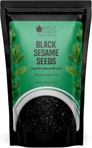 Bliss of Earth 200gm unhulled Black Sesame Seeds, Kaale Til, Fresh & Organic Fully Fiber Rich Great for Cooking & Baking