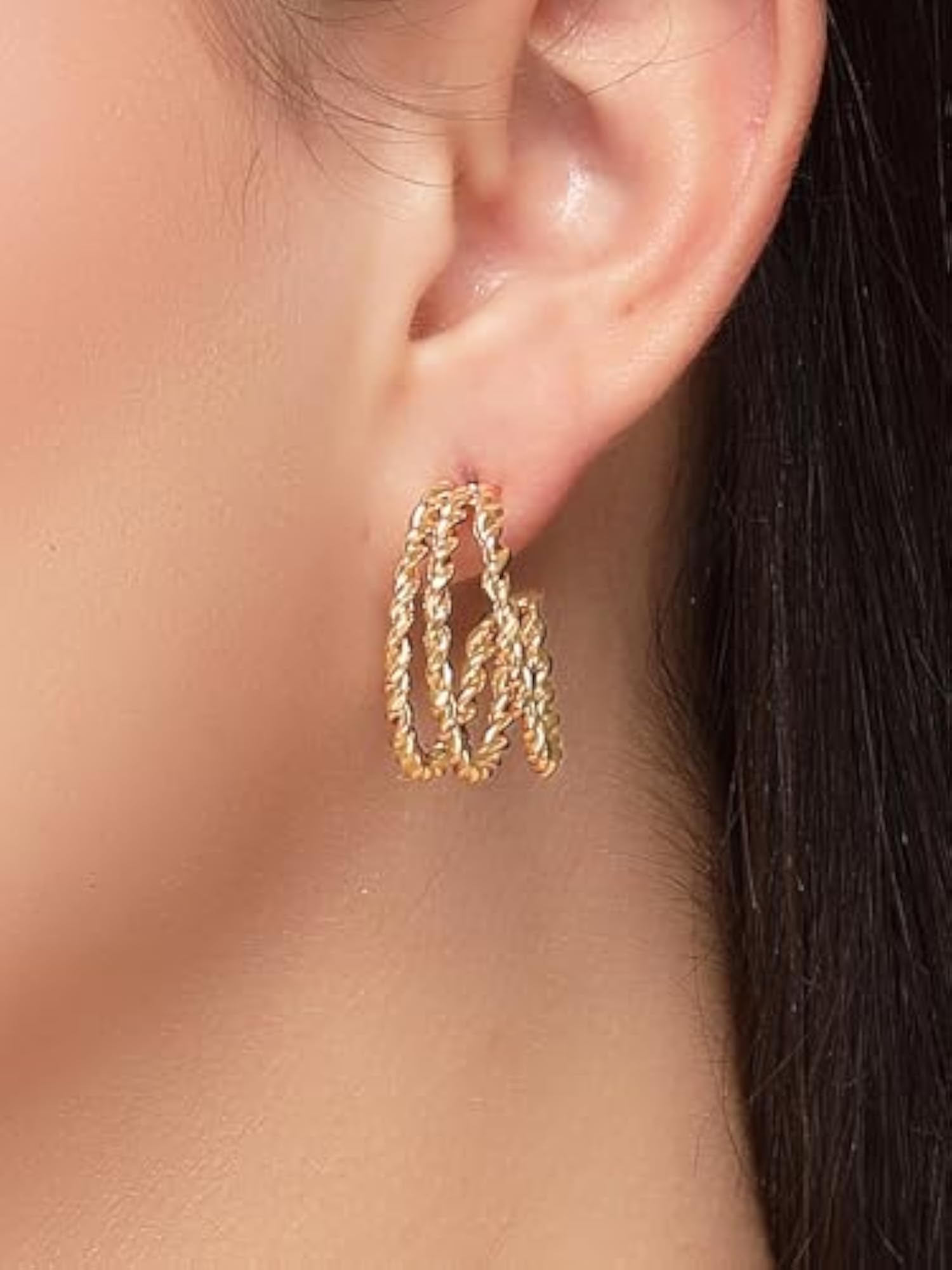 Set of 9 Plated Multi-Design Stud and Hoop Earrings