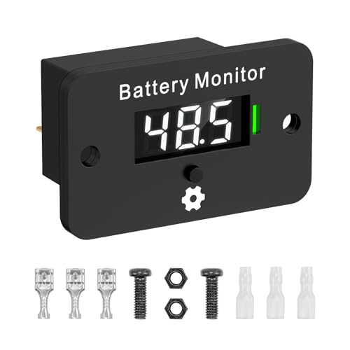 Image of 12V 24V 36V 48V 60V 72V Golf Cart Battery Meter, ELMCONFIG Front Setting and Switch Key Battery Capacity Voltage Indicator Gauge Acid and Lithium ion Indicator for Golf CART Yamaha Club CAR EZGO