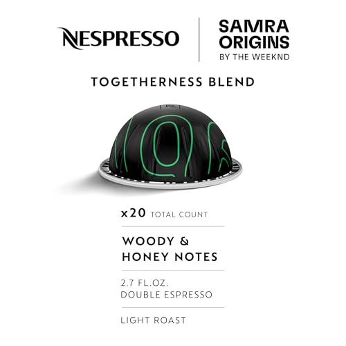 Nespresso I Samra Origins by The Weeknd Vertuo Togetherness Blend, Double Espresso, Light Roast, 20-Count Coffee Pods, Brews 2.7 fl. Oz.
