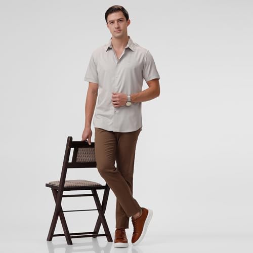 Image of BASICS Premium Cotton Stretch Formal Trousers for Men | Office Pants