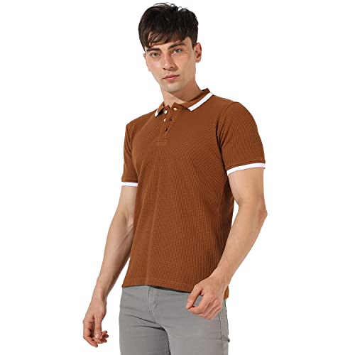 Image of CAHOOT Men's Spread Collar Regular Fit Casual T-Shirt for Casual Wear | T-Shirt Crafted with Regular Sleeves, Comfort Fit and High-Performance for Everyday Wear