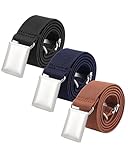 AWAYTR Toddler Boy Kids Buckle Belt - Adjustable Elastic Child Silver Buckle Belts, 3 Pieces (Navy blue/Brown/Black)