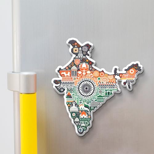 Image of India Country Theme Souvenir Wooden Fridge Magnet for Refrigerator - India Printed Stylish Magnet for Fridge Decoration