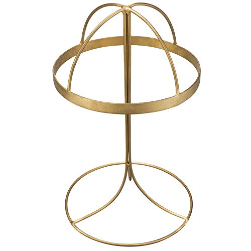 Mygift 11-Inch Modern Gold Wire Metal Tabletop Hat/Cap/Wig Display Stand Holder, Freestanding Single Hat Rack With 6.5 Inch Dome #TOP4