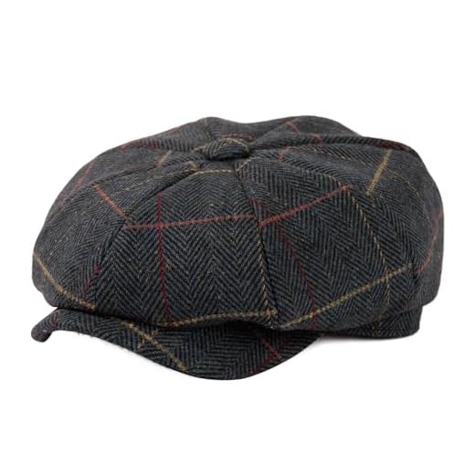 TOP-EX L/XL/XXL Wool Tweed Newsboy Cap for Men 8 Panels Baker Boy Hat Flat Peak Cap Warm Winter Hat Vintage Gatsby Ivy Golf Cabbie Hat Driving Hat Plaid Navy Blue XXL