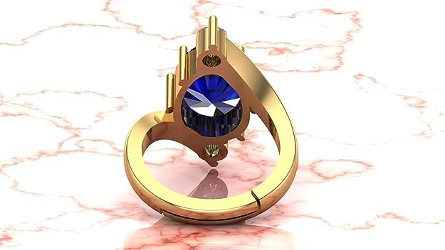 Saphir bleu naturel bague ajustable or 10 carats non chauffée AAA+