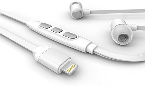 Apple iPhone Lightning Headphones (APPLE CERTIFIED) Ear Buds, 24-Bit High-Res, Built-in Microphone, Remote, Siri Command, Noise-Isolating Earpods for iPhone Xs, Xs MAX, Xr, X, 8/7 & Plus, iPad, & iPod