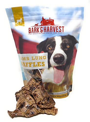 Bark & Harvest Dried Lamb Lung Waffles - Grain Free Dog Training Chew Treats -Natural Source Of Glucosamine & Chondroitin, 10 Ounce Bag #TOP1