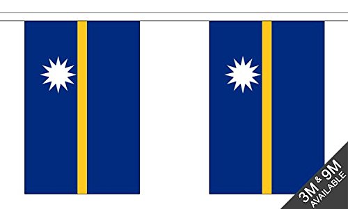 Flagtex Nauru Fabric Bunting – 9m with 30 Flags – Fabric for Indoor & Outdoor Use – String Flags Banners Nauruan Micronesia Pacific Island