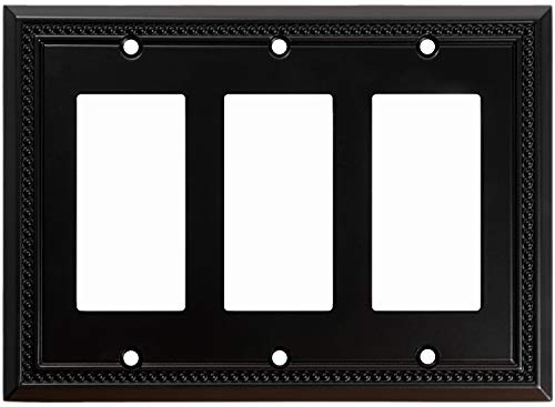 Image of Henne Bery Sunken Pearls Heavy Duty Decorative Wall Plate Switch Plate Outlet Cover (Triple Decorator, Matte Black)