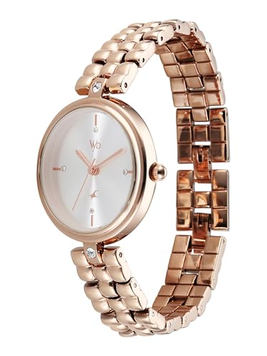 Image of Fastrack Vyb Iconique with Quartz Analog Silver Dial Rose Gold Zinc Alloy Strap Watch for Girls - FV60115WM01W