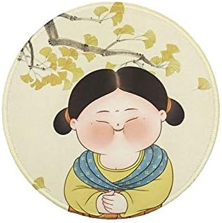 Big face auspicious Mrs. Tang round mouse pad small antique museum cute creative gift Beautiful mouse accessories (Color : Apricot, Size : 3mm)