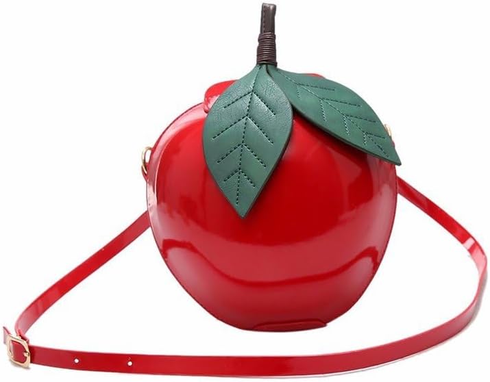 Apple Shape Shoulder Handbag PU Leather | Funny Cute Crossbody Purse, Lightweight Apple Bag for Women, Fashion Daily Use Gift Idea for Girls and Teens