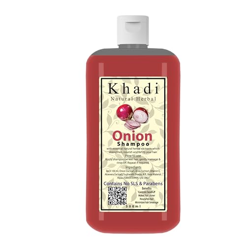 Image of Khadi Natural Herbal Onion Shampoo For Hair Growth 1000ml | Anti Dandruff Hair Fall Control Shampoo With Amla, Aloevera & Vitamin E Natural Extract | Strengthen & Nourished Hair Paraben & Sulphate Free 1Litre Pack