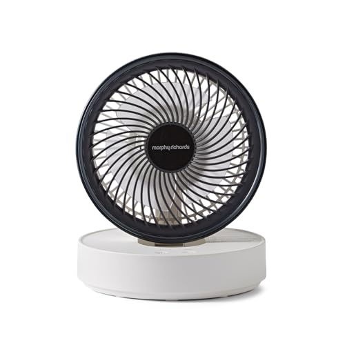 Morphy Richards Airflex 820003 - Ventilador oscilante portátil, carga USB, diseño de 3 aspas, panel táctil, plegable y portátil, inclinación variable, bajo ruido, función de montaje en pared, oficina
