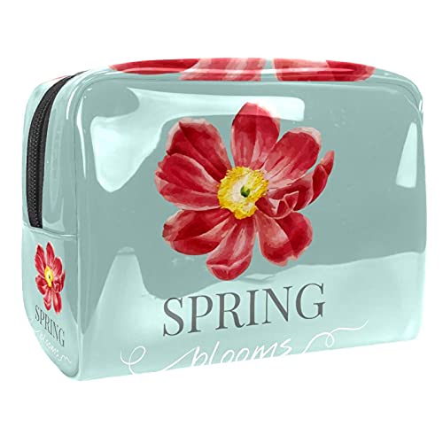 Sac de maquillage imperméable à rayures et motif floral pour l'organisation de vos cosmétiques