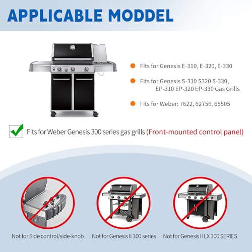 Paayox 17.5\" Flavorizer Bars Grill Replacement Parts for Weber Genesis 300 Series E310 E320 E330 S310 S320 S330 (Front Control Knobs), with 13.25-inch Heat Deflector