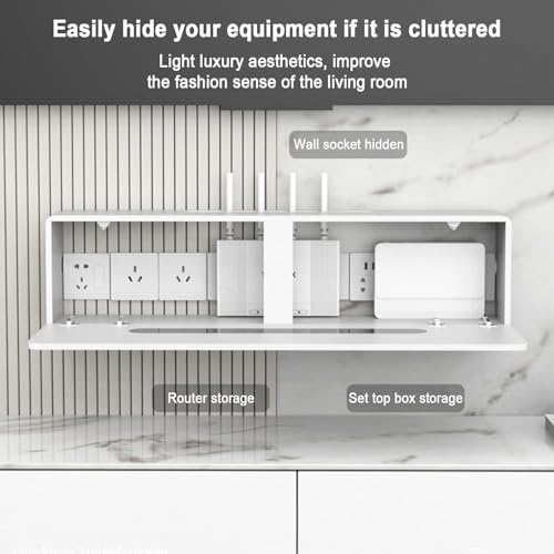 Étagère de rangement murale pour routeur en pin rustique Bianco