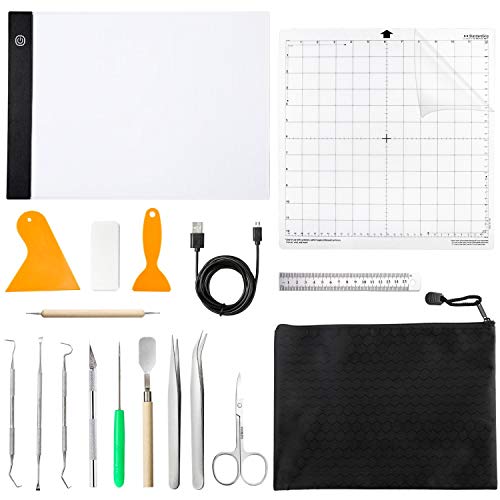 Dorhui 18 Pieces Craft Vinyl Tools with A4 Adjustable LED Light Pad StandardGrip