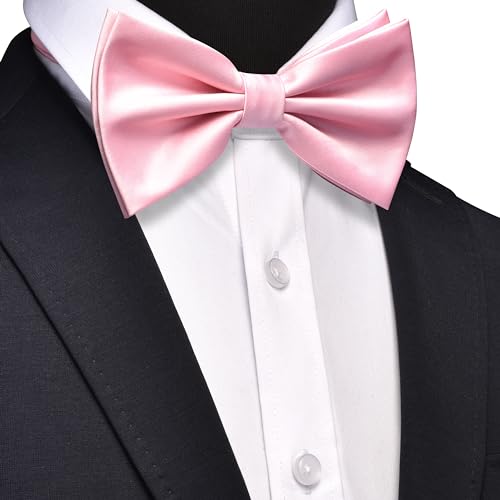 Image of GUSLESON Men's 3-pc Solid Color Bow Tie Gift Set - Double‑Fold Pre-Tied Bow Tie, Pocket Square, Cufflinks - Wedding Formal Party