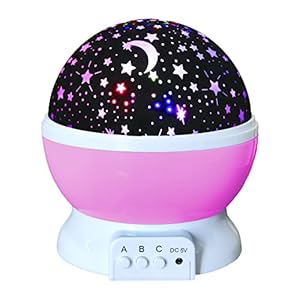 DITHIN Starry Night Light For Girls, Rotating Star Projector Night Light Party Favor Bedroom Decoration Stars Galaxy Lamp , Pink , Pack Of 1(acrylonitrile_butadiene_styrene)