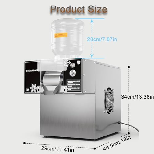 High Capacity Snowflake Ice Maker Machine, Automatic Korean Shaved Ice Maker, Adjustable Speed, 180kg/Day for Cafes, Bingsu, and Milk Tea Shops.