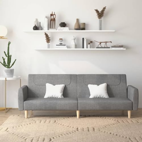 Yunovire Sofá cama de 2 plazas de tela gris claro, sofá convertible con marco de madera resistente, versátil para sala de estar, habitación de invitados, cómodo sofá cama para adultos