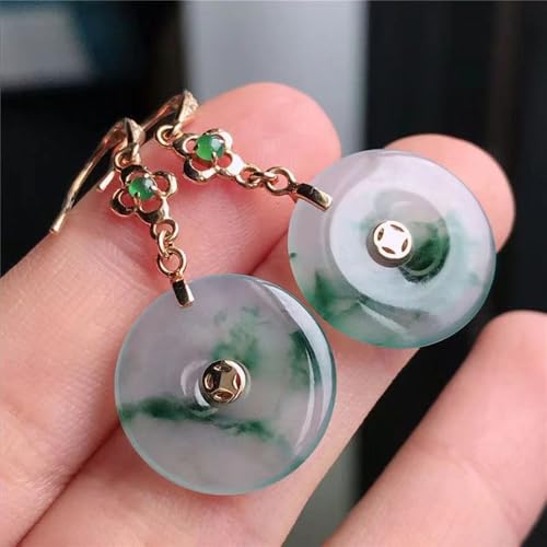 Pendientes de botón de plata S925 y jade natural verde 3