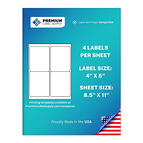 Premium Label Supply White Sticker Shipping Labels – 4' x 5' –...