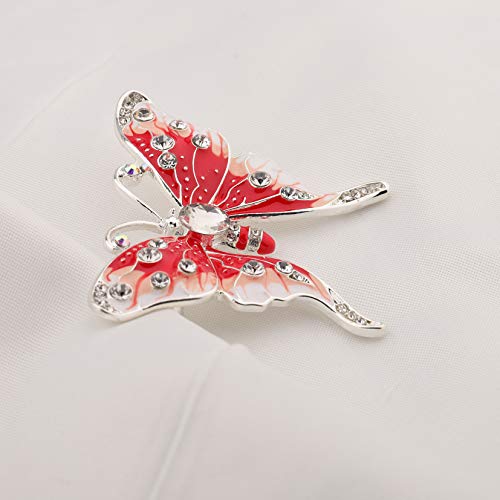 Image of FEELMEM Crystal Rhinestone Butterfly Brooch Pin Blue Color Butterfly Brooches for For Women Wedding /Banquet /Birthday Party