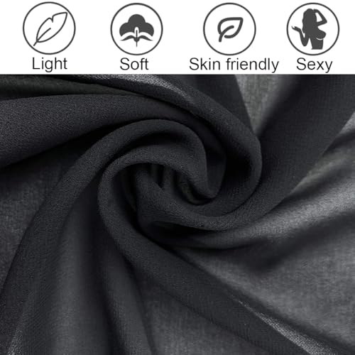 Beach Wrap Skirt, Chiffon Sarong for Swimwear (Black)4