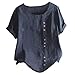 Produktbild Routinfly Damen FreizeitoberteilFrauen Baggy Kaftan Normallackknopf großes Baumwoll- und Leinenhemd T-Shirt Loose Button Leinen Plus Size Täglich Boho T-Shirt Bluse Tops