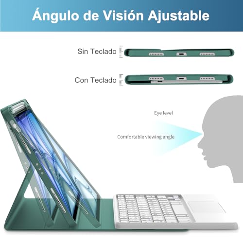 Funda con teclado para iPad Air 11 M2 con touchpad para estudiar en cafetería 5