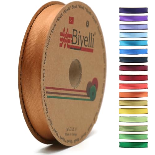 Image of Fold Satin Bias Tape - 99+ Colors - 3 /4 Inches Wide - 27 Yards - Fold Satin Binding Bias Ribbon Fabric Piping Bias Binding Tape for Sewing Clothing DIY (63. Squash) BYS62