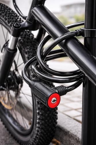 Image of Harrison Heavy Duty Cable Lock Anti-Theft Safety Lock with 2 Keys for Helmet, Cycle & Bicycle (CL-0198) Steel, Black