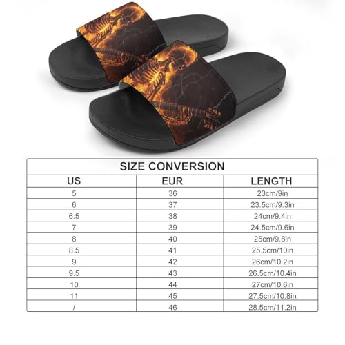 Skeleton Playing An Electric Guitar in Fire PVC Slippers Sandals for Women Men Open Toe Soft Cushioned Non-Slip Sandal for Indoor Outdoor2