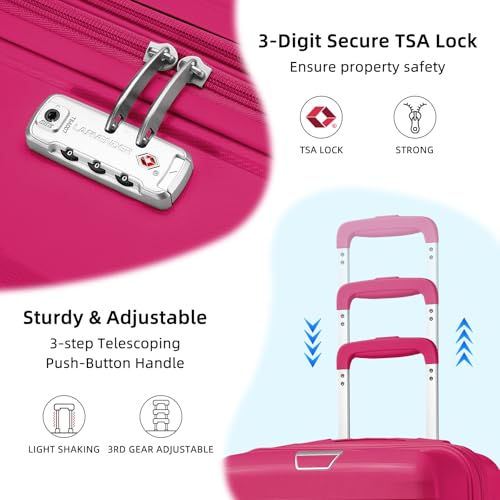 Image of LARVENDER Carry On Luggage 22x14x9 Airline Approved, Suitcases with Wheels | Hardside PP Carry On Suitcase, Luggage Sets 3 Piece for Women Men, TSA Lock, Beetroot Purple