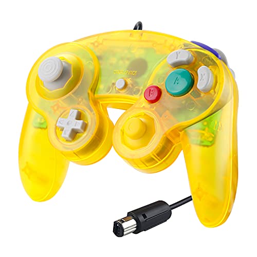 SONVIEE Wired NGC Controller per Game Cube Classic Game Cube NGC Controller Super Smash Bros GC Gamepad per Game Cube GC Mario Party Giochi Wii U Switch (Trasparente Giallo)