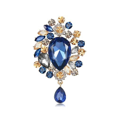Image of Sparkling Crystal Brooch Pin Vintage Rhinestone Bridal Brooch Lapel Pin Large Crystal Gemstone Flower Brooch Clothing Hat Bag Suit Dress Clothing Jewelry for Women