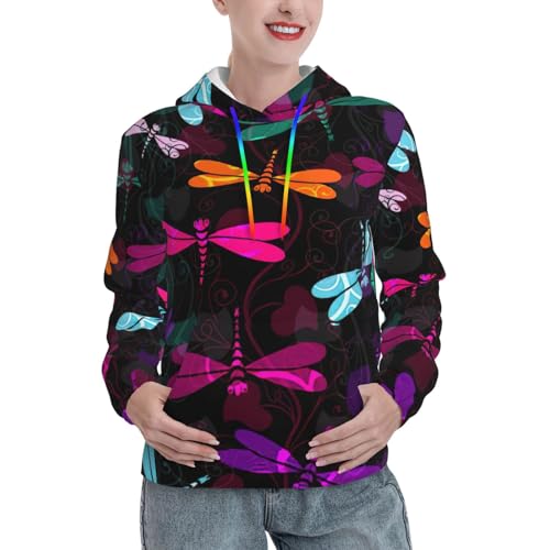 Sweat à capuche libellule contre le froid de l'automne vêtement femme avec poche