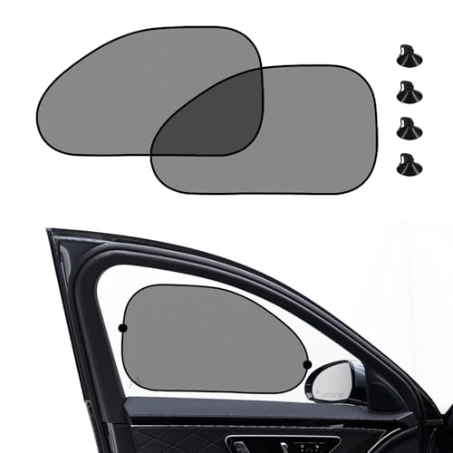 SamWinGear 2Pack Car Window Shade for Baby Side & Back Windows Sunshades, Universal Cooling Mesh Screen Window Sun Shade for Passenger Kids Children Snap in Car, Provides Glare and UV Protection