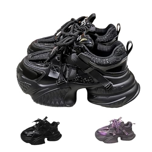 OJQIH Women Chunky Sneakers Black 7 Platform Casual Shoes