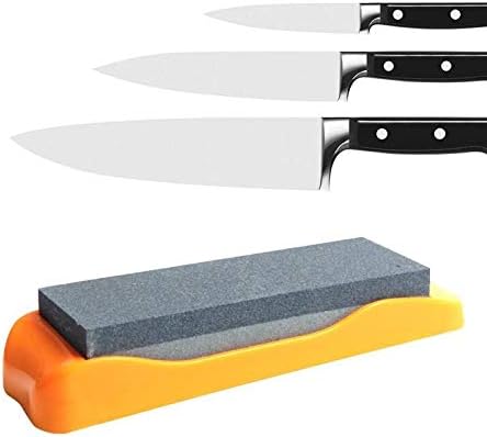 Yamesu Whetstone Knife Sharpening Stone, 400/1000 Grits 2-Sided Knife Sharpener Set with Non-Slip Rubber Base and Flattening Stone