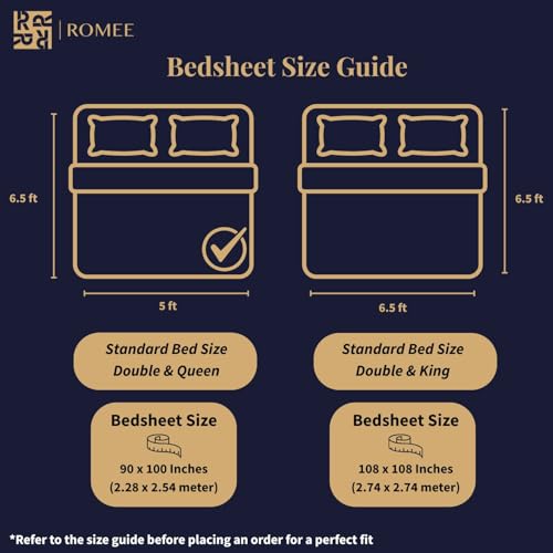 Image of ROMEE Elegant Floral Printed Glace Cotton Double Bedsheet, 144 TC Soft Feel, Queen Size (90 x 100 Inches), with 2 Pillow Covers, Blue