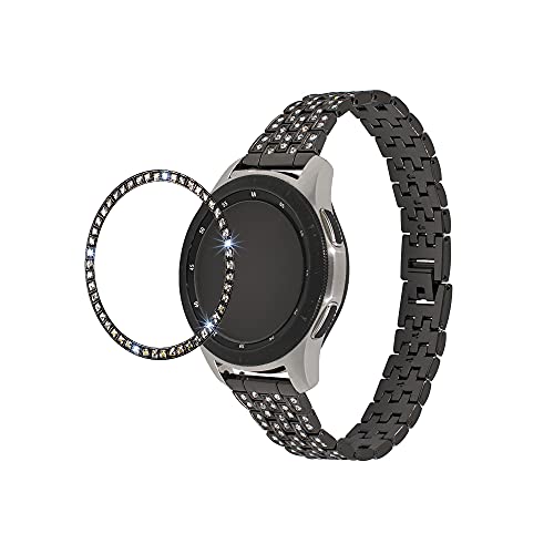 AISPORTS Compatible avec Samsung Gear S3 Bezel Ring Crystal Bling Glitter Diamond Bezel Ring Loop Circle Adhesive Cover Stainless Steel Metal Frame Bezel Case Cover for Samsung Galaxy Watch 46mm