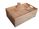80 große, massive Bauklötze (12 x 6 x 3 cm) aus Naturholz