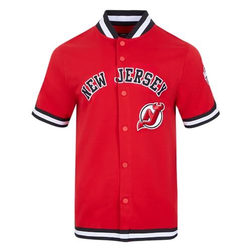 Pro Standard Mens NHL New Jersey Devils Classic Chenille Button Down Red/Black L